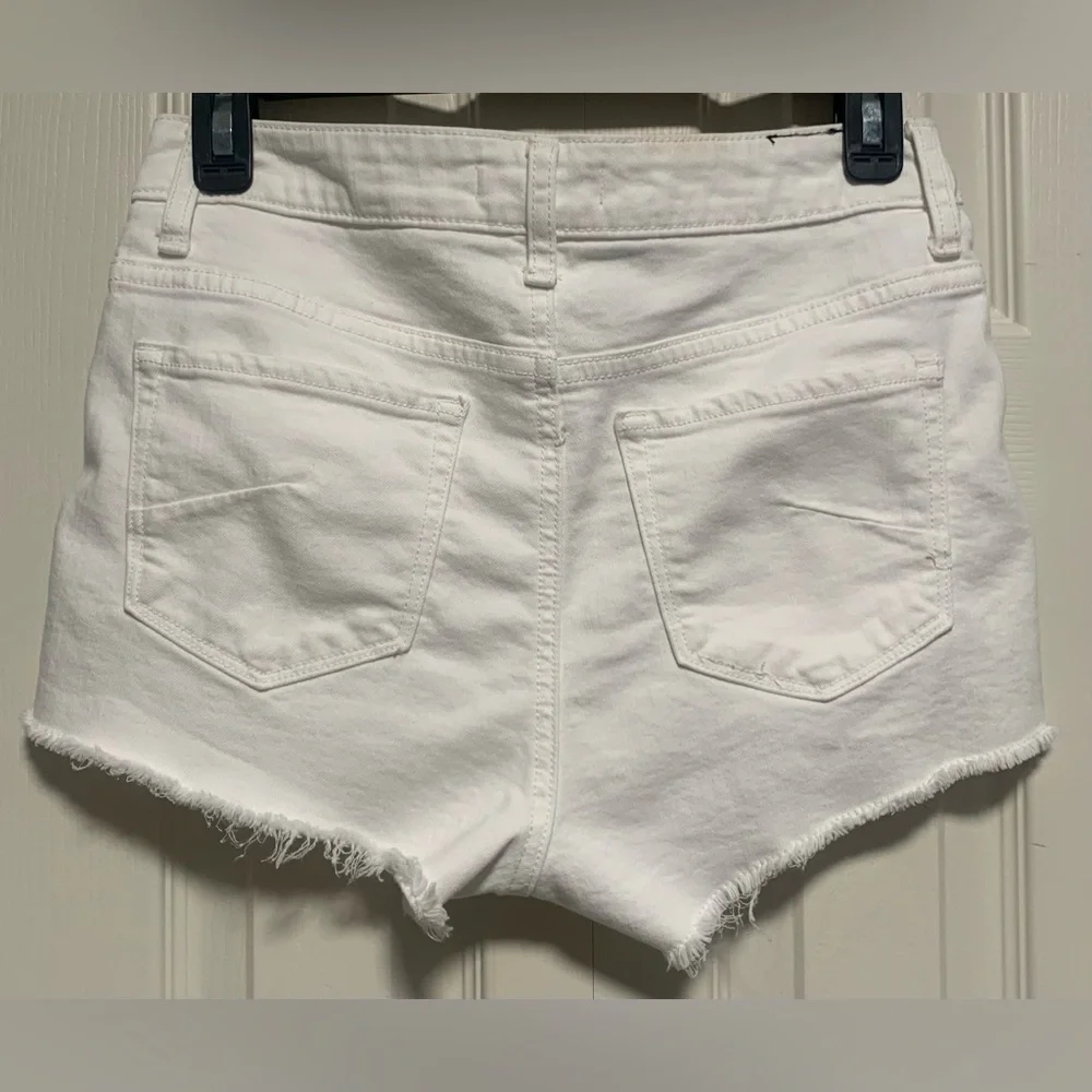 Talula White Denim Raw Hem Shorts